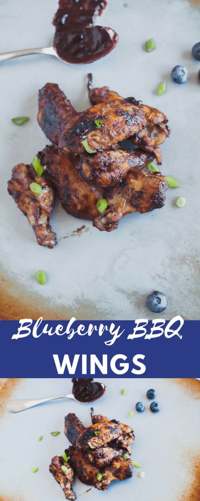 Blueberry BBQ Wings Blueberry Chicken, Waffle Cone Recipe, Wing Sauce Recipes, Bbq Sauce Chicken, Baked Wings, Bbq Chicken Wings, Bbq Wings, Blueberry Sauce, Food Appetizers