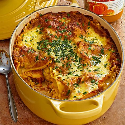 Pumpkin Lasagna with Fontina (Need to find a way to make their "pumpkin parmesan pasta sauce.") Pumpkin Lasagna, Pumpkin Carving Party, Everything Pumpkin, Fall Food, Williams Sonoma, Pumpkin Recipes, What's For Dinner, Pasta Dishes, Fall Recipes