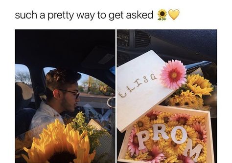 ⇥ selenanxcole ✨ Sunflower Promposal, Cute Hoco Proposals, Cute Promposals, Prom Pictures Group, Promposal Ideas, Prom Posters, Cute Prom Proposals, Asking To Prom, Dance Proposal