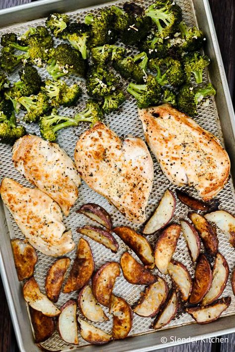 Baked Chicken And Broccoli Recipes, Chicken And Broccoli Recipes Healthy, Baked Chicken And Broccoli, Chicken And Broccoli Recipes, Garlicky Chicken, Broccoli Recipes Healthy, Broccoli And Potatoes, Hunger Pangs, Roasted Chicken And Potatoes