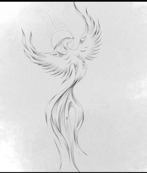 Aesthetic Phoenix Tattoo, Phoenix Ink Drawing, Pheonix Tattoo Delicate, Line Work Phoenix Tattoo, Linework Phoenix Tattoo, Floral Phoenix Tattoo, Minimalist Phoenix Tattoo Feminine, Fineline Phoenix Tattoo, Delicate Phoenix Tattoo