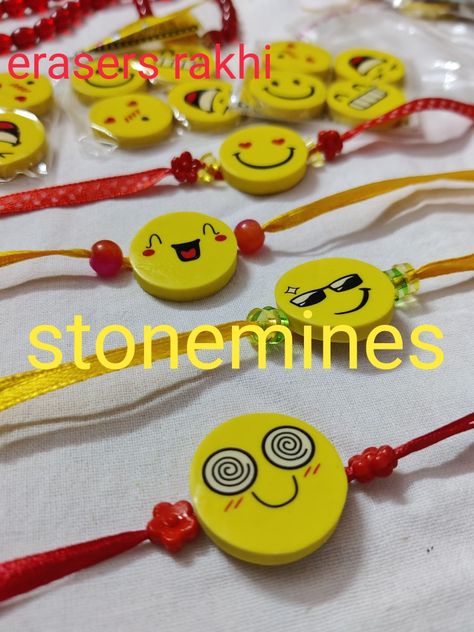 Eraser rakhis collection As rakhi n later on as eraser. So double benefit Rakhshabandhan Poses, Raksha Bandhan Drawing Ideas, Rakshabandhan Hampers, Clay Rakhi, Function Photography, Raksha Bandhan Drawing, Rakhi Making, Handmade Rakhi, Rakhi Design