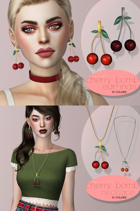 Sims 4 Cc Necklace, Sims 4 Cc Links, Cc Necklace, Holiday Pack, The Sims 4 Custom Content, Cherry Hair, Mods Sims 4, Jungle Adventure, Cherry Earrings