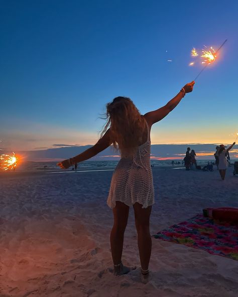 where else would i be on the 4th? Sparklers On The Beach, Beach Sparklers, Fourth Of July Beach, 4th Of July Beach, 19th Bday, Beach 2024, Summer Mood, 4th July, Sunset Pictures