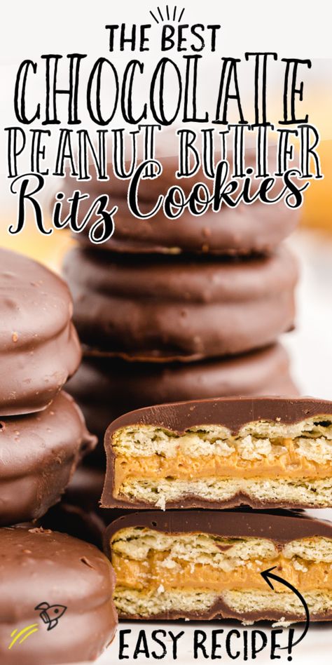 Chocolate Peanut Butter Ritz Cookies Ritz Cookies, Peanut Butter Chocolate Cookies, Peanut Butter Crackers, Ritz Cracker Recipes, Cookies Peanut Butter, Chocolate Covered Cookies, Butter Crackers, Chocolate Covered Peanuts, Cracker Cookies