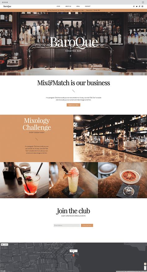 Cocktail Bar Template Cocktail Website Design, Cocktail Bar Website Design, Bar Website Design, Interactive Publication, Beer Website, Web Bar, Wix Blog, Website Moodboard, Bar Website