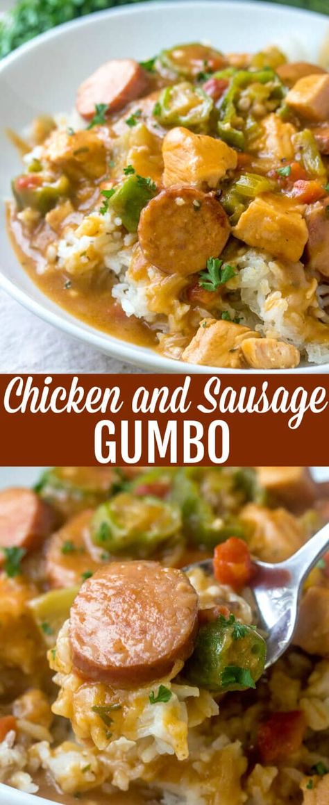 Parsley Rice, Frozen Okra, Gumbo Recipe Easy, Chicken And Sausage Gumbo, Chicken Sausage Gumbo, Chicken Gumbo, Chicken And Sausage, Sausage Gumbo, Dried Parsley