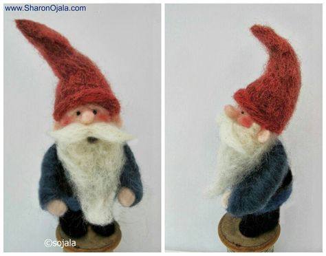 Needle Felted Gnomes, Waldorf Christmas, Felted Gnomes, Tovad Ull, Gnome Tutorial, Felted Christmas, Needle Felting Ideas, Needle Felted Christmas, Felt Fairy