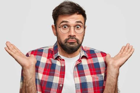 Confused Photo, Shrugging Pose, Person Shrugging, Excited Person, Confused Person, Illustrator Portrait, Man Looks, Portrait Tutorial, Comedy Clips