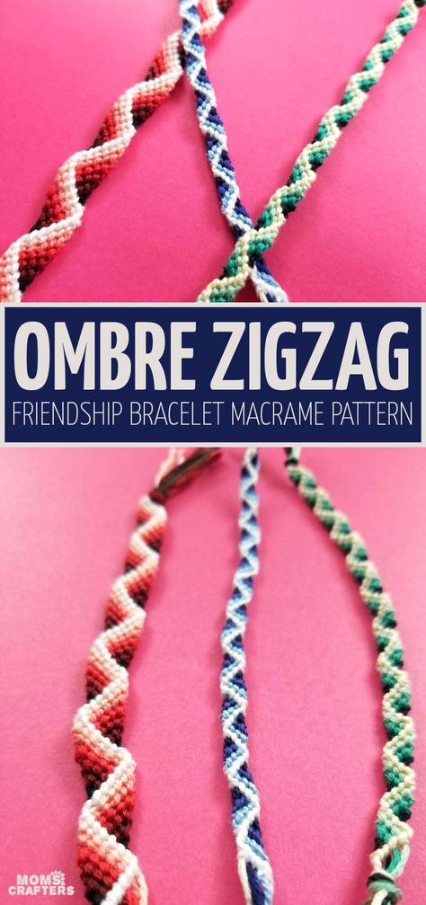 Zig Zag Friendship Bracelet Pattern, Zig Zag Friendship Bracelet, Ombre Macrame, Chevron Friendship Bracelets, String Bracelet Patterns, Friendship Bracelets Easy, Friendship Bracelet Patterns Easy, Friendship Bracelets With Beads, Friendship Bracelets Tutorial