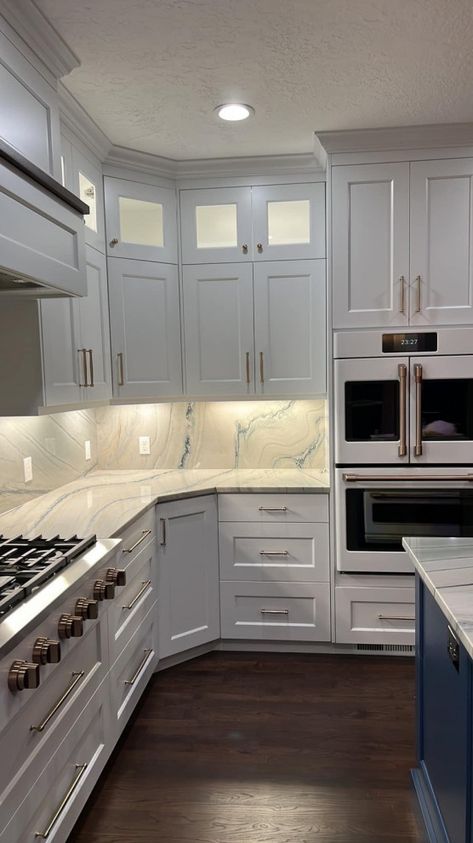 White Kitchen Cabinets With Black Pulls And Cafe Appliances, White Cabinets With White Appliances, White Glass Appliances In Kitchen, White Kitchen White Appliances, Cafe Matte White Appliances With Wood Cabinets, White Appliance Kitchen, Cafe Appliances Matte White Gray Cabinets, Cafe White Appliances In Kitchen, Cream Cabinets White Appliances