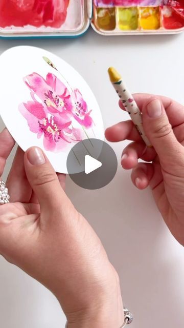 Anna Koliadych on Instagram: "Loose watercolor flowers with the wax resist technique. A fun way, just pure joy 🌸💕🎨 #watercolor #watercolorusa #watercolour #watercolorart #watercolorillustration #diy #watercolortutorial #crafts" Joy Watercolor, Loose Watercolor Flowers, Watercolor Flowers Tutorial, Diy Watercolor Painting, Wax Resist, Loose Watercolor, Diy Watercolor, Painting Flowers, Watercolour Tutorials