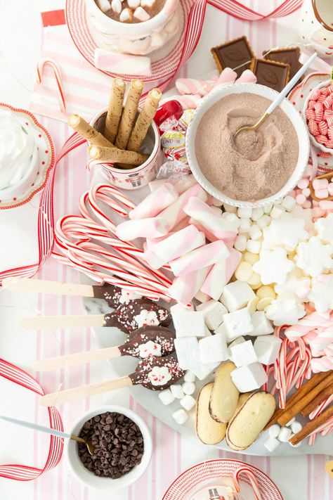 Cocoa Charcuterie Board, Hot Cocoa Charcuterie Board, Hot Cocoa Gift, Peppermint Hot Cocoa, Dessert Board, Gingerbread House Cookies, Cream Candy, Dipped Cookies, Peppermint Sticks