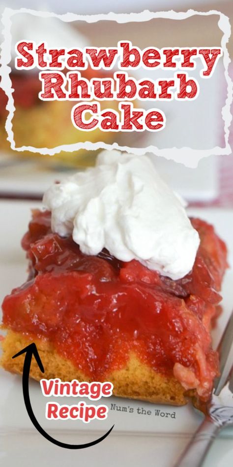 This Strawberry Rhubarb Cake is one of the most flavorful rhubarb desserts you’ll enjoy this summer! It is easy to make and perfect for garden fresh rhubarb! This is a simple upside down cake that will have you asking for seconds! #dessert #cake #upsidedowncake #rhubarbcake #lemonupsidedowncake #strawberrycake #strawberryrhubarb #dessert #snack #summer #freshrhubarb #frozen rhubarb #numstheword Strawberry Rhubarb Upside Down Cake, Lemon Upside Down Cake, Strawberry Rhubarb Cake, Rhubarb Desserts Recipes, Strawberry Rhubarb Recipes, Strawberry Upside Down Cake, Rhubarb Cake Recipes, Rhubarb Upside Down Cake, Fresh Rhubarb