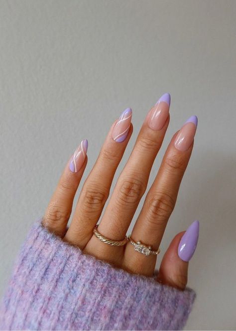 Nail Art Inspiration Lilac Nails, Purple Acrylic Nails, Purple Nail Designs, Lavender Nails, Her Nails, Nails Polish, Unique Acrylic Nails, White Nail, French Tip Nails