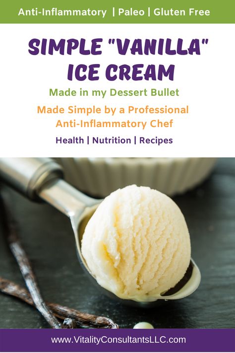 Simple Vanilla Ice Cream, Dessert Bullet Recipes, Bullet Recipes, Paleo Snack, Vanilla Recipes, Ice Cream Dessert, Desserts To Make, Nice Cream, Frozen Fruit