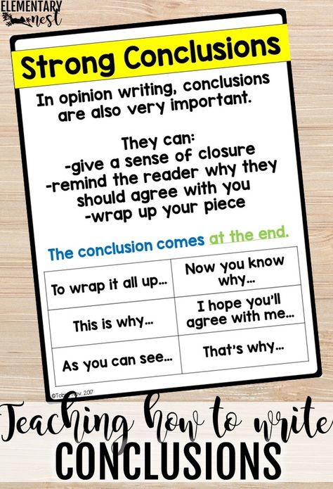 Opinion Writing anchor chart. How to teach opinion writing. Tips and tricks for opinion writing activities. #opinionwriting Concluding Sentence Anchor Chart, Writing Conclusions Anchor Chart, Opinion Writing Anchor Chart, Concluding Sentences, Opinion Writing Mentor Text, Opinion Writing Anchor Charts, Teaching Opinion Writing, Opinion Paragraph, Writing Tips And Tricks