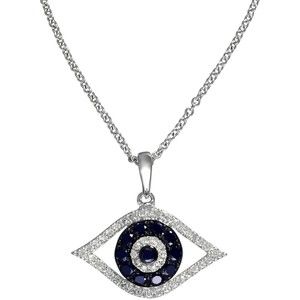 Gemma by Effy Sapphire (1/4 ct. t.w.) and Black and White Diamond (1/8 ct. t.w.) Evil Eye Pendant in 14k White Gold Rock Rings, Diamond Evil Eye, Perfume Gift Sets, Perfume Gift, Eye Pendant, Evil Eye Pendant, Wallet Accessories, Evil Eye Jewelry, Eye Jewelry