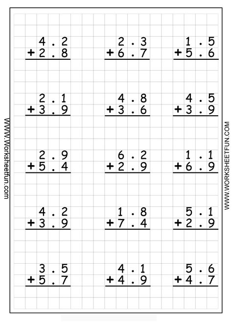 Decimal Addition – Regrouping - 5 Worksheets Subtracting Decimals Worksheet, Subtraction With Regrouping Worksheets, Decimals Addition, Decimal Numbers, Regrouping Subtraction, Adding Decimals, Handwriting Worksheet, Subtracting Decimals, Math Decimals