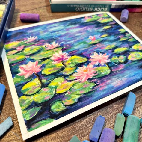 Another one in the books! Water Lilies - available for purchase! Message me with inquiries 😊 _____ Soft pastel impressionist portrait, soft pastel Impressionism painting, painting of water lilies #softpastel #pastel #pastelpainting #pastelart #impressionism #impressionist #art #waterlilies #landscape #landscapepainting Pastel Impressionism, Painting Of Water, Crayon Painting, Soft Pastel Art, Nature Artists, Impressionism Painting, Impressionism Art, Painting Painting, Impressionist Art