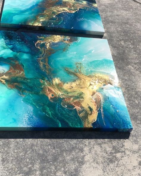 Crystal Ma on Instagram: “This latest commission is giving all the feels. 😌 . . 72”x36” diptych  Resin on birch cradle boards . . . . #artpalooza #fluidartgallery…” Original Abstract Art Painting, Resin Art Painting, Yellow Paint, Resin Wall Art, Paint Pouring, Acrylic Pouring Art, Soyut Sanat Tabloları, Pouring Painting, Tableau Art