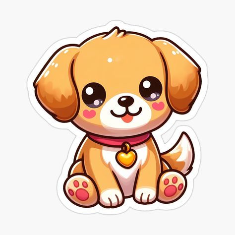 Kawaii Puppy Drawing, Puppy Kawaii, Puppy Stickers, Dog Drawing Simple, Cute Dog Drawing, Easy Valentine Crafts, Puppy Drawing, Animal Doodles, Preschool Art Activities