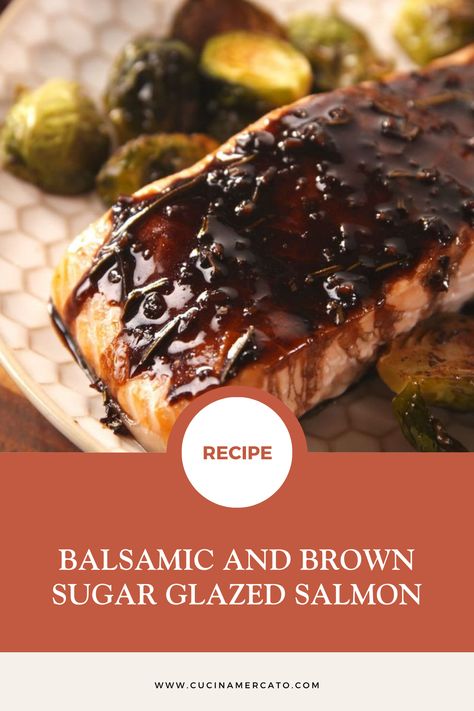 Prepare to wow your taste buds with this Balsamic and Brown Sugar Glazed Salmon Recipe! This dish pairs perfectly with Grosoli Balsamic Vinegar of Modena, a star ingredient available at Cucina Mercato. #balsamicvinegar #ItalianGourmet #easyrecipes Salmon With Brown Sugar Glaze, Salmon With Balsamic Glaze, Salmon Balsamic Glaze, Dinner For Friends, Balsamic Salmon, Brown Sugar Glazed Salmon, Brown Sugar Salmon, Vinegar Recipes, Balsamic Vinegar Recipes