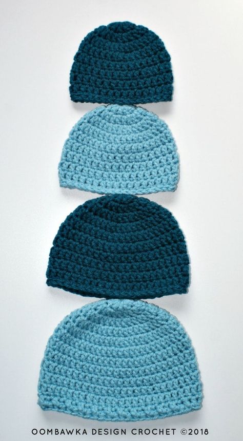 This Simple Double Crochet Hat Pattern is worked in rounds, from the top-down. You will need Medium Weight Yarn [4] and a 5.50 mm (I) crochet hook for this project. This easy crochet beanie pattern is available for free in my post below and includes all published sizes, from baby to adult large. Double Crochet Hat Pattern, Double Crochet Hat, Basic Crochet Hat, Bun Hat Crochet Pattern, Beanie Hat Crochet Pattern, Slouchy Hat Crochet Pattern, Modern Haken, Beanie Pattern Free, Easy Crochet Hat Patterns