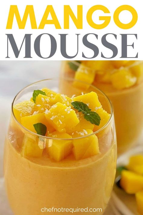 Mango Mousse is creamy, fluffy and bursting with the tropical taste of fresh summer mangoes. So much easier than it looks, fruit desserts like this are really easy to make too! Made with gelatin instead of eggs, this set mousse dessert will wow your guests at parties!