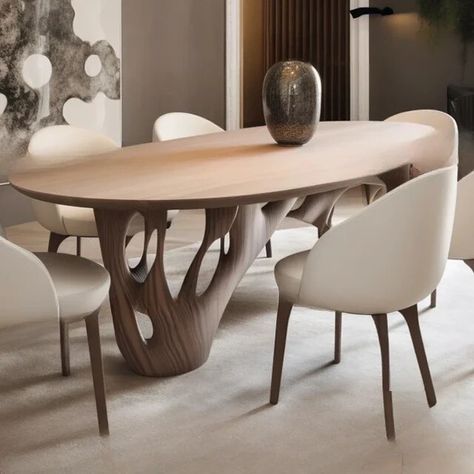 Sense of science and technology creative log 6-seater dining table in antique style 2 meters semi-circular - AliExpress Dining Table Interior, Unique Dining Table, Dining Room Table Marble, Neutral Interior Design, Dining Table Design Modern, Wood Chair Design, Luxury Dining Tables, Unique Dining Tables, Luxury Dining Table