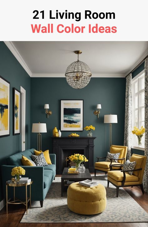 Bohemian Wall Colors, Living Room Wall Color Ideas, Room Wall Color Ideas, Wall Color Ideas, Living Room Wall Color, Vibrant Living Room, Turquoise Walls, Room Wall Colors, Living Room Decor Colors