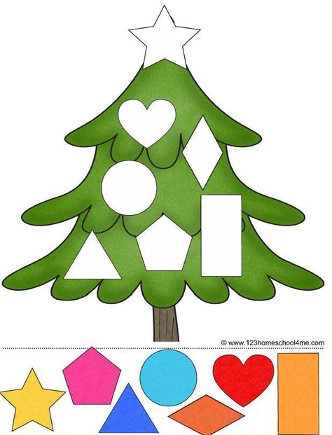 Preschool Christmas Activities, Christmas Tree Shape, Kids Worksheets Preschool, Christmas Worksheets, Preschool Christmas Crafts, Preschool Activities Toddler, Shapes Worksheets, Christmas Arts And Crafts, Christmas Math