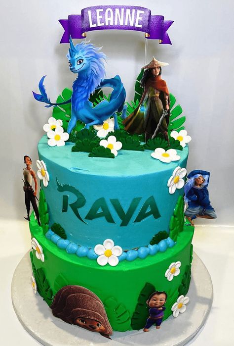 Sisu Cake Ideas, Raya The Last Dragon Cake, Raya Birthday Cake, Raya And The Last Dragon Birthday Party, Raya And The Last Dragon Cake, Raya Birthday Party Ideas, Dragon Theme Cake, Dragon Cake Design, Dragon Cake Ideas