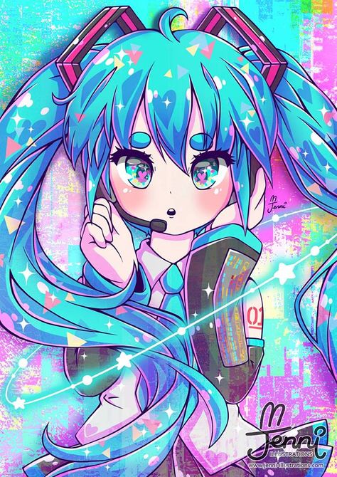 Drawing Animals Cute, Jenni Illustrations, Girl Chibi, Miku Hatsune Chibi, Ideas For Drawing, Drawing Animals, Cute Kawaii Animals, Islamic Cartoon, Miku Hatsune