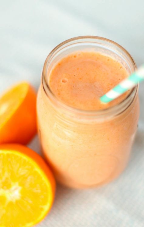 Sweet potato, clementines, carrots, and bananas create the base of this easy, heathy and bright orange smoothie that tastes just like the orange sherbet push-up pops from childhood. Freezer smoothie pack instructions included so you can prep these ahead of time! #smoothierecipes #easysmoothies #healthysmoothies #fruitsmoothies #freezersmoothiepacks #easybreakfast #glutenfree #kidfriendly #healthybreakfast Heathy Smoothies, Orange Smoothie Recipes, Sweet Potato Smoothie, Freezer Smoothie Packs, Raw Sweet Potato, Freezer Smoothies, Thriving Home, Lunch Smoothie, Orange Smoothie