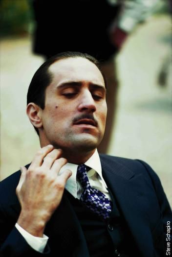 Robert De Niro practices some of Marlon Brando's mannerisms used in the first film. Coppola said that he cast De Niro because he looked like Don Vito, not because he looked like Brando. Photofrom 'The Godfather Family Album' (Taschen, $700) by Steve Schapiro.