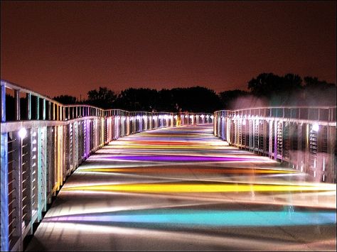 Colored Shadow, Urban Intervention, Bridge Photography, An Apple A Day, Facade Lighting, Urban Lighting, Apple A Day, Fence Lighting, Lan Can