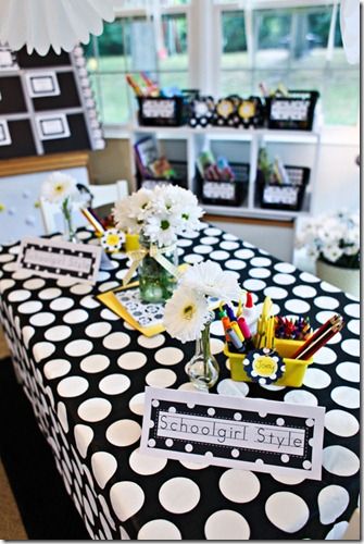 My students would demolish this the minute they walk in BUT it is still super cute.... A girl can dream Polka Dot Classroom Theme, Signs Book, White Classroom, Polka Dot Classroom, Book Basket, Bee Themed Classroom, Polka Dot Theme, Basket Labels, Bee Classroom