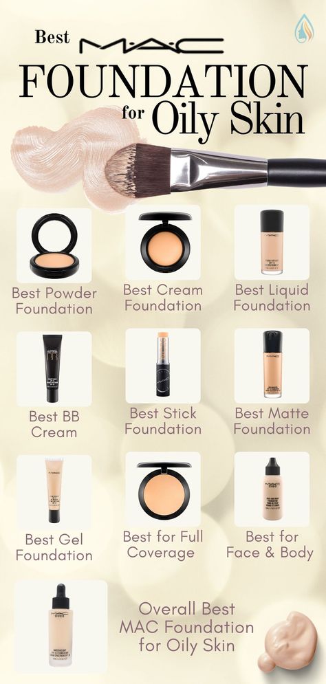 Long Lasting Foundation For Oily Skin, Foundation By Skin Tone Range, Best Powder Foundation For Oily Skin, Concelear For Oily Skin, Makeup For Oily Skin Tips, Matte Foundation For Oily Skin, Foundation Oily Skin, Best Face Foundation, Mac Foundation Shades