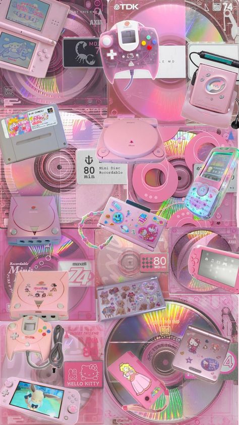 Lizzie Mcguire Aesthetic, Console Aesthetic, Pink Console, Aesthetic Nintendo, Nostalgia Wallpaper, Pink Aesthetic Girly, Pink Cd, Aesthetic Apps Games, Pretty Wallpaper Ipad