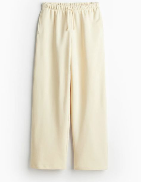 Wide Legs, Drawstring Waistband, Light Yellow, H&m, Wide Leg, Loose Fitting, Sweatpants, Yellow, Tracksuit Bottoms