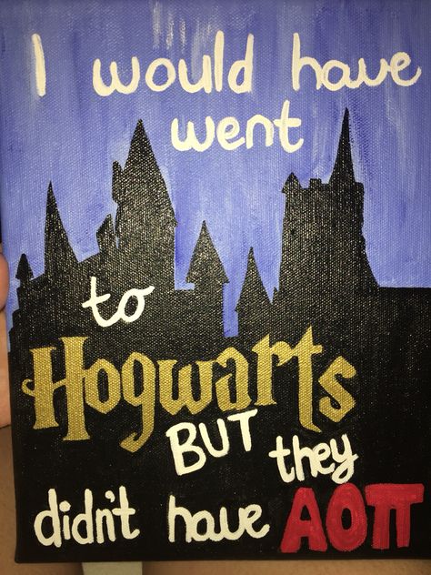 Harry Potter sorority canvas Harry Potter Sorority Canvas, Small Sorority Canvas, Agd Canvas Sorority Crafts, Aoii Canvas, Harry Potter Hogwarts Letter, Phi Mu Canvas, Sorority Canvases, Chi Omega Crafts, Big Little Memes Sorority Funny