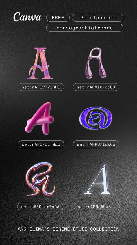 Are you in search of some fresh design inspiration? Look no further! I've scoured Canva's library to bring you a handpicked selection of trendy 3D alphabet collections that are sure to make your projects pop! Check out the template to copy the set codes and start designing now! 3d Tipografi, Wm Logo, Mẫu Power Point, Typographie Inspiration, الفن الرقمي, Graphic Shapes Design, Keyword Elements Canva, Graphic Shapes, 3d Alphabet