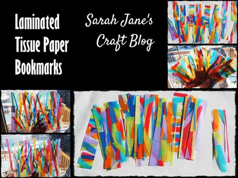 Laminated Tissue Paper Bookmarks Laminating Crafts, Cool Bookmarks, Tissue Paper Craft, Best Bookmarks, Tissue Paper Crafts, K Crafts, Paper Bookmarks, Paper Stuff, How To Make Bookmarks