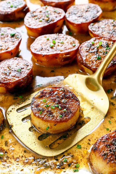 Buttered Potatoes Recipe, Buttered Potatoes, Melting Potatoes Recipe, Melting Potatoes, Melting Butter, Roasted Cauliflower Steaks, Lemon Garlic Salmon, Potatoes Easy, Butter Potatoes