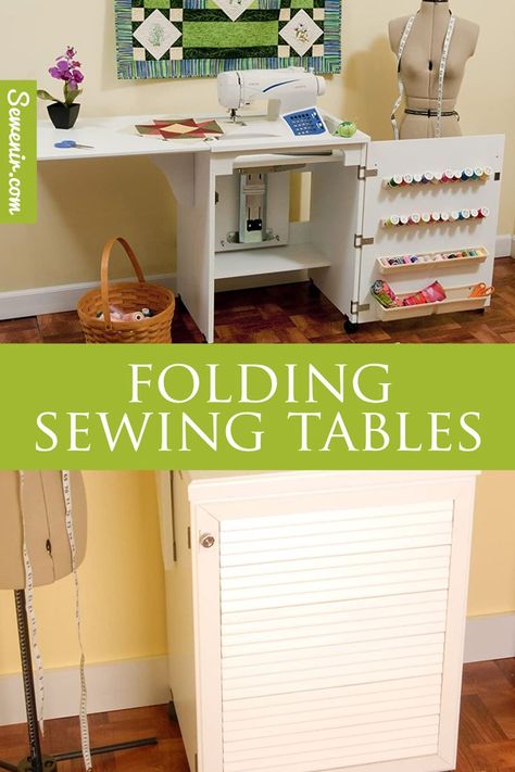 Folding Sewing Table Ideas, Mobile Sewing Station, Folding Sewing Table Diy, Diy Sewing Cabinet, Portable Sewing Table, Sewing Cabinets Ideas Work Stations, Portable Sewing Station, Fold Up Sewing Cabinet, Sewing Machine Cabinet With Lift