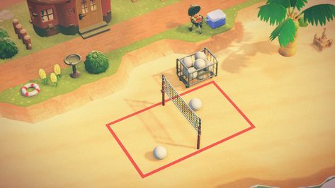 Acnh Baseball Field, Acnh Volleyball, Animal Crossing Soccer Field Code, Animal Crossing Baseball Field, Animal Crossing Beach Volleyball Court, Acnh Volleyball Court, Animal Crossing Volleyball Court, Volleyball Net, Gaming Stuff