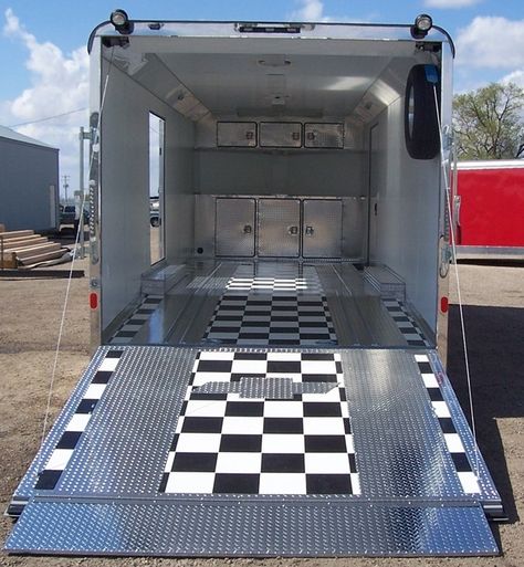 Trailer Paint Ideas, Enclosed Motorcycle Trailer, Race Car Trailer, Motorbike Trailer, Enclosed Motorcycle, Cargo Camper, Cargo Trailers For Sale, Enclosed Car Trailer, Race Trailer