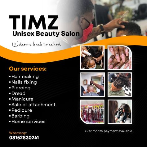 Flyer design Unisex Salon Flyer Design, Salon Flyer Design, Flyers Design, Welcome Back To School, Beauty Salon, Flyer Design, Back To School, Beauty, Quick Saves