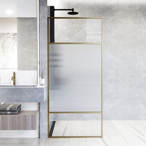 Mood Board: Design Inspiration for a Glam Bathroom Framed Shower Screen, Glass Shower Panels, Glam Bathroom, Framed Shower Door, Reeded Glass, Fluted Glass, Sopot, Flute Glass, Glass Shower Doors